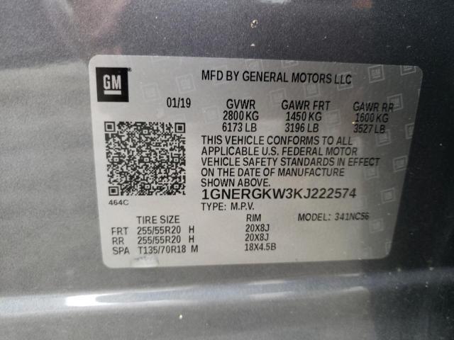 1GNERGKW3KJ222574 Chevrolet Traverse L 2019. Фото: 9