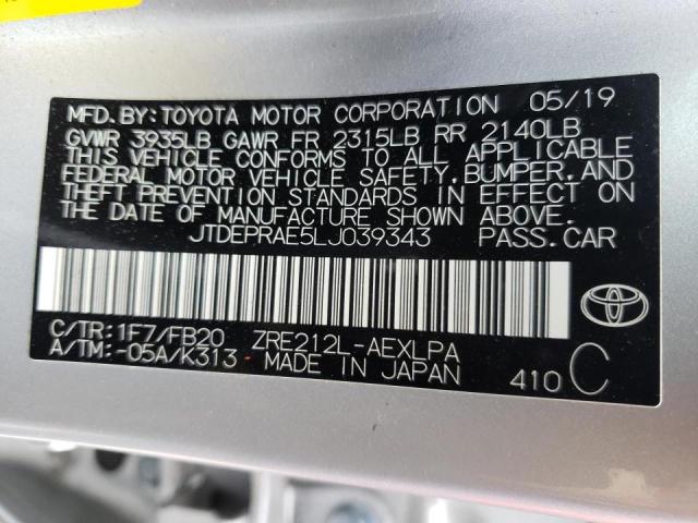 2020 TOYOTA CAROLLA JTDEPRAE5LJ039343