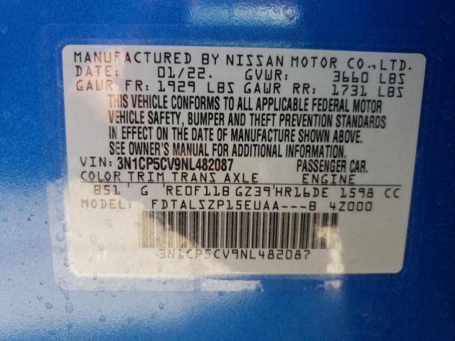 2022 NISSAN KICKS 3N1CP5CV9NL482087