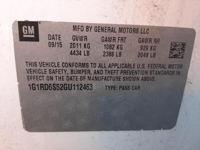 2016 CHEVROLET VOLT LTZ 1G1RD6S52GU112463