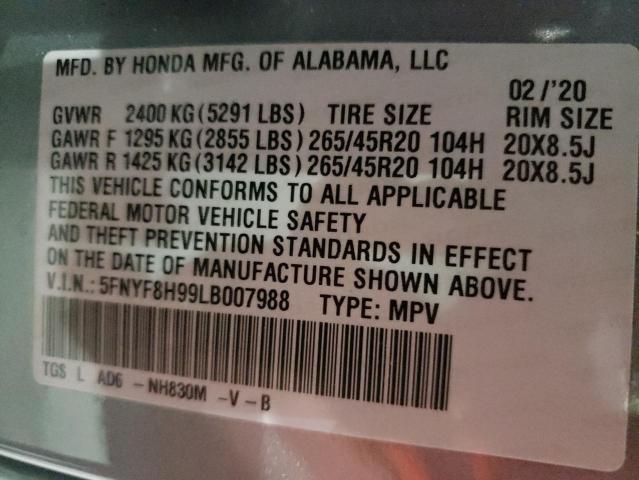 2020 HONDA PASSPORT T 5FNYF8H99LB007988