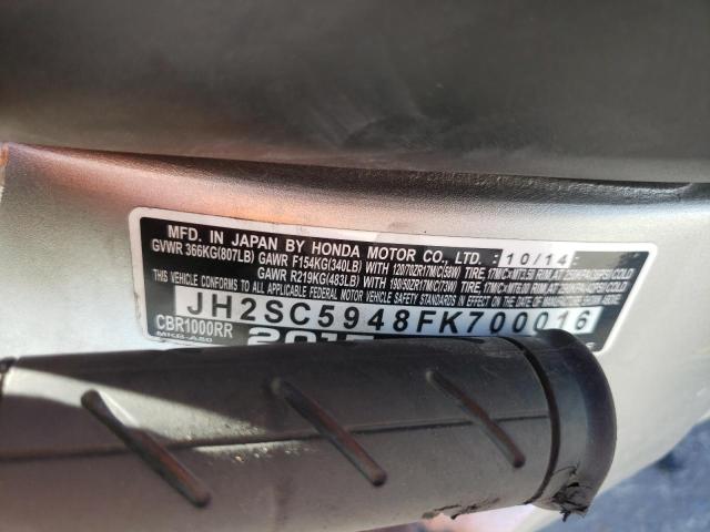 2015 HONDA CBR1000RR JH2SC5948FK700016