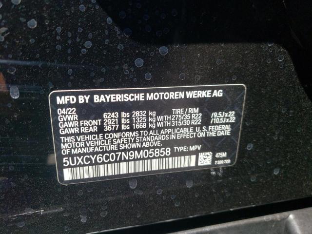 2022 BMW X6 XDRIVE4 5UXCY6C07N9M05858