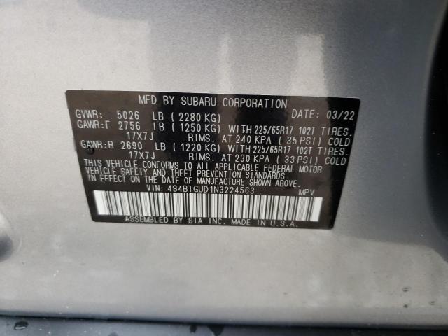 2022 SUBARU OUTBACK WI 4S4BTGUD1N3224563