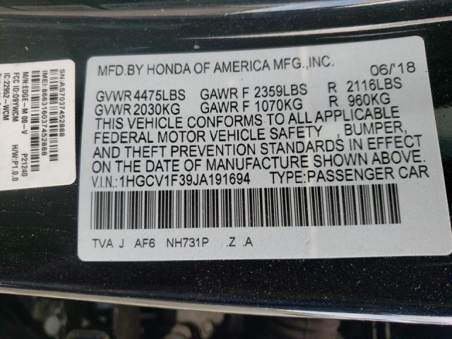 2018 HONDA 100 1HGCV1F39JA191694