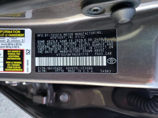 2022 TOYOTA CAMRY NIGH 4T1S31AK1NU581719
