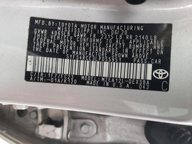 2020 TOYOTA COROLLA SE 5YFS4RCE3LP055951