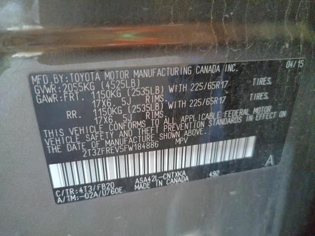 2T3ZFREV5FW184886 Toyota Rav4 Le 2015. Фото: 9