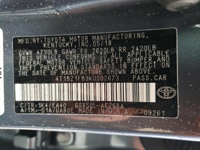 2019 TOYOTA ALVALON 4T1BZ1FB9KU002673