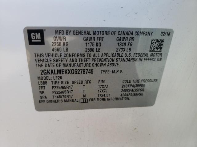 2016 GMC TERRAIN SL 2GKALMEKXG6278746