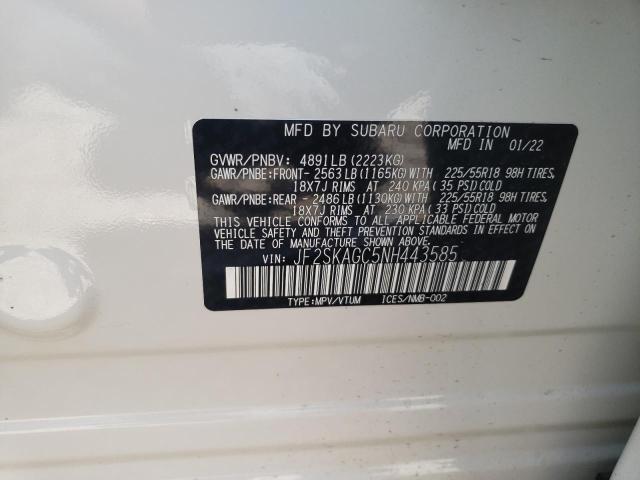 2022 SUBARU FORESTER JF2SKAGC5NH443585