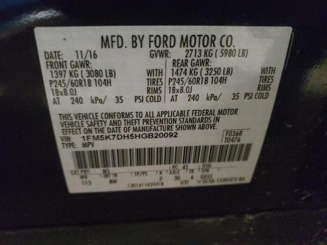 2017 FORD EXPLOR XLT 1FM5K7DH5HGB20092