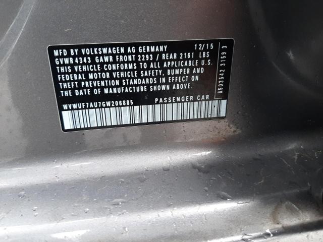 2016 VOLKSWAGEN GOLF R WVWUF7AU7GW206885