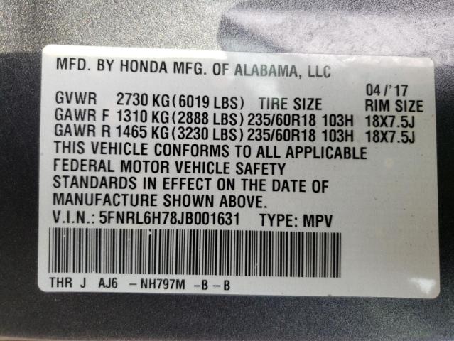 2018 HONDA ODYSSEY 5FNRL6H78JB001631