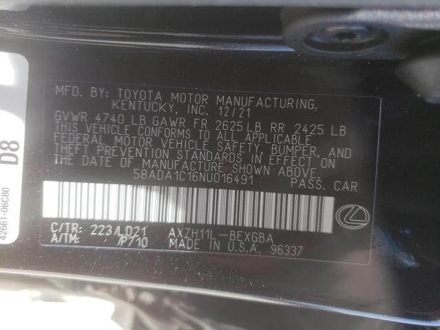 2022 LEXUS ES300H 58ADA1C16NU016491