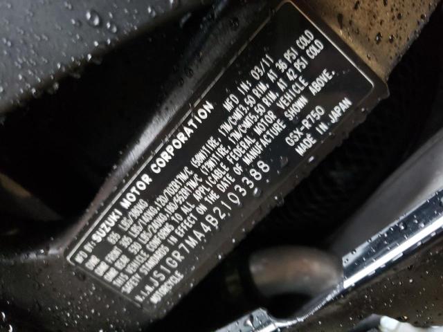 2011 SUZUKI GSX750 JS1GR7MA4B2103388