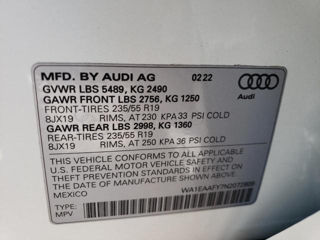 2022 AUDI Q5 WA1EAAFY7N2072809