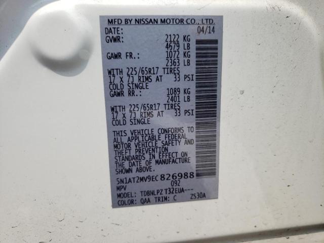 5N1AT2MV9EC826988 Nissan Rogue S 2014. Фото: 9