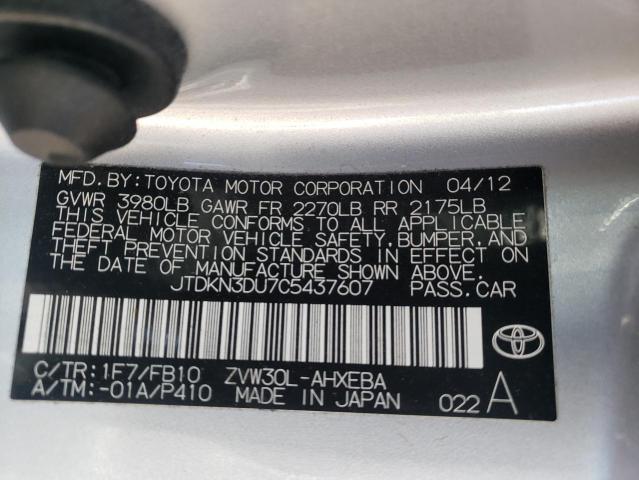 JTDKN3DU7C5437607 Toyota Prius 2012. Фото: 9