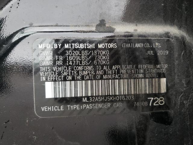 2019 MITSUBISHI MIRAGE LE ML32A5HJ5KH016203
