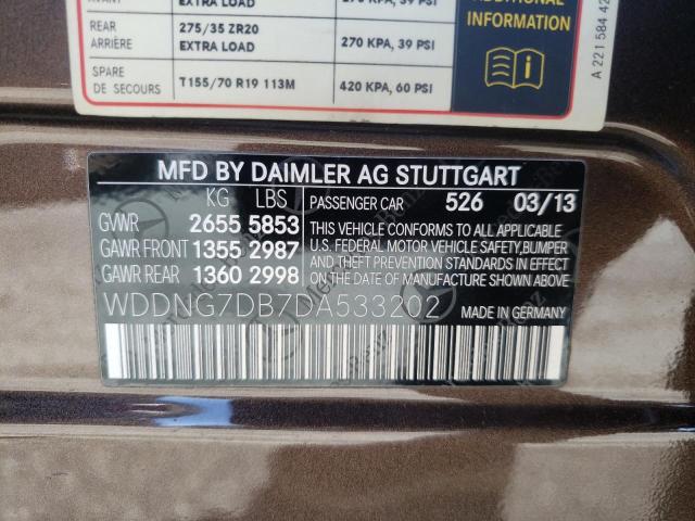 VIN WDDNG7DB7DA533202 2013 Mercedes-Benz S-Class, 550 no.10