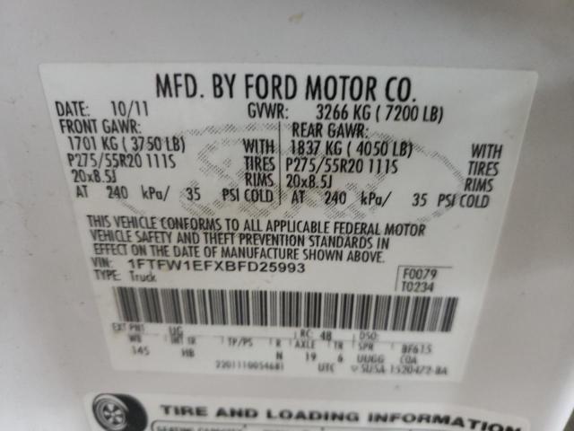 1FTFW1EFXBFD25993 Ford F150 Super 2011. Фото: 9