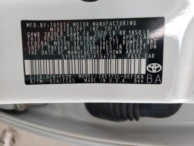 2018 TOYOTA COROLLA L 5YFBURHE3JP764708