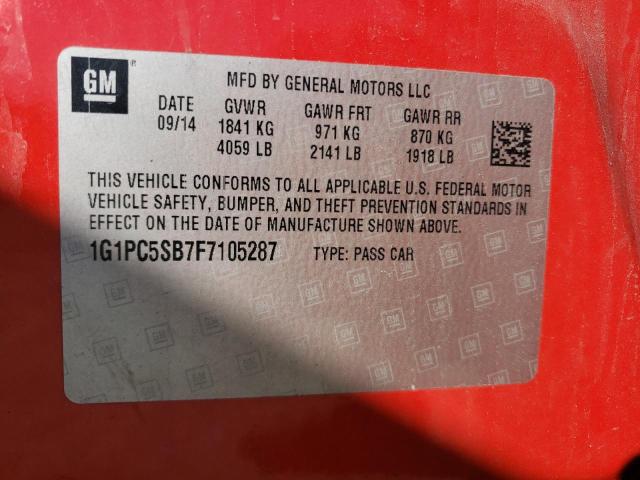 2015 CHEVROLET CRUZE LT 1G1PC5SB7F7105287