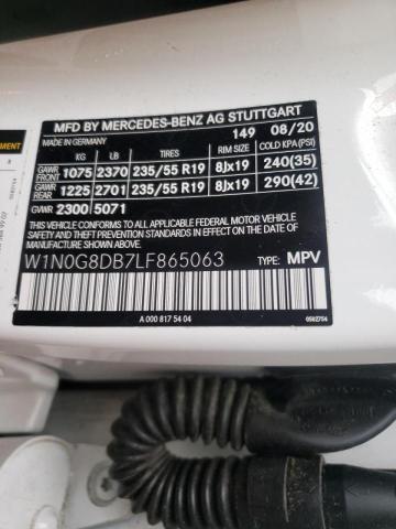 2020 MERCEDES-BENZ GLC W1N0G8DB7LF865063