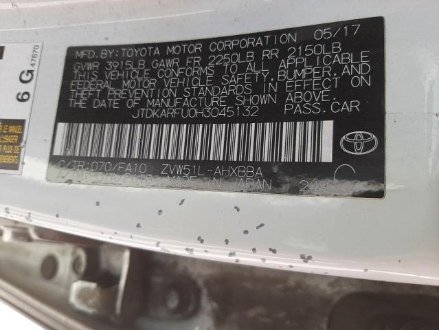 2017 TOYOTA PRIUS JTDKARFU0H3045132