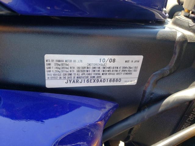 2009 YAMAHA YZFR6 JYARJ16EX9A016660