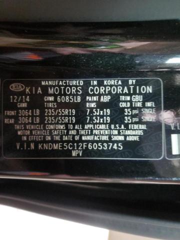 2015 KIA SEDONA SXL KNDME5C12F6053745