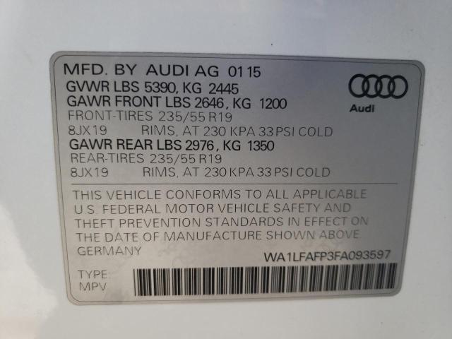 2015 AUDI Q5 WA1LFAFP3FA093597