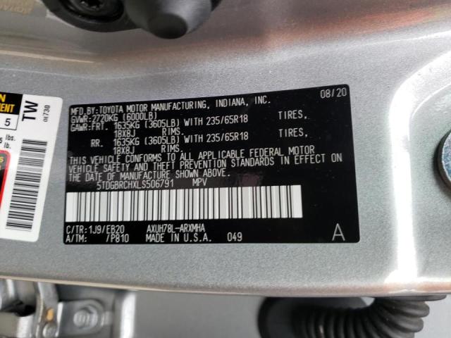 2020 TOYOTA HIGHLANDER 5TDGBRCHXLS506791