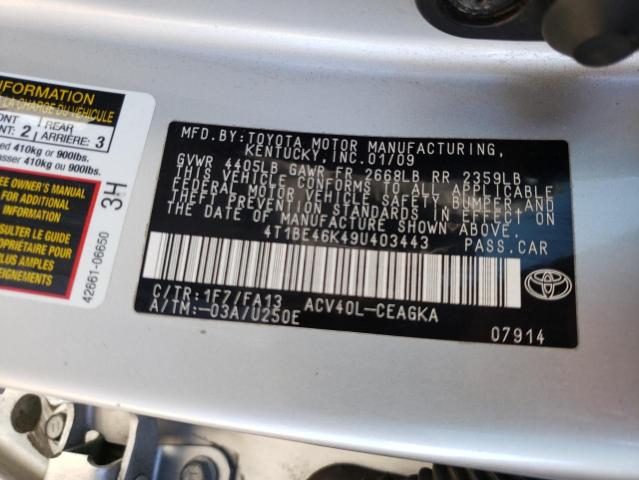 4T1BE46K49U403443 Toyota Camry Base 2009. Фото: 9