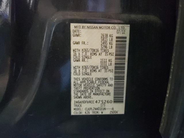 1N6AD0FV4CC475260 Nissan Frontier S 2012. Фото: 9