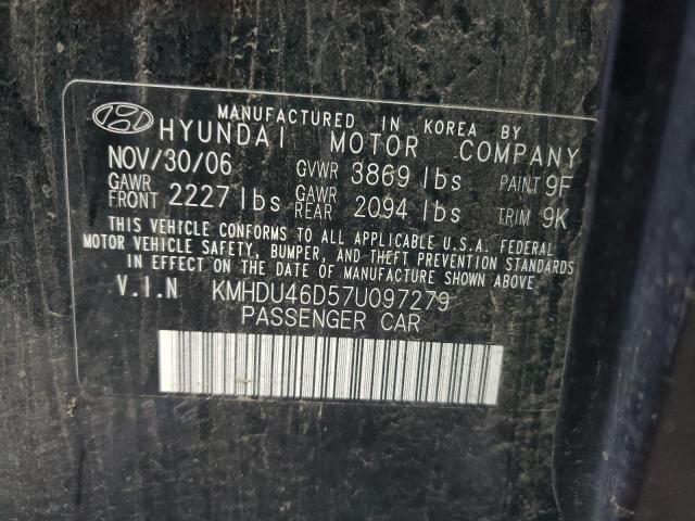KMHDU46D57U097279 Hyundai Elantra Gl 2007. Фото: 9