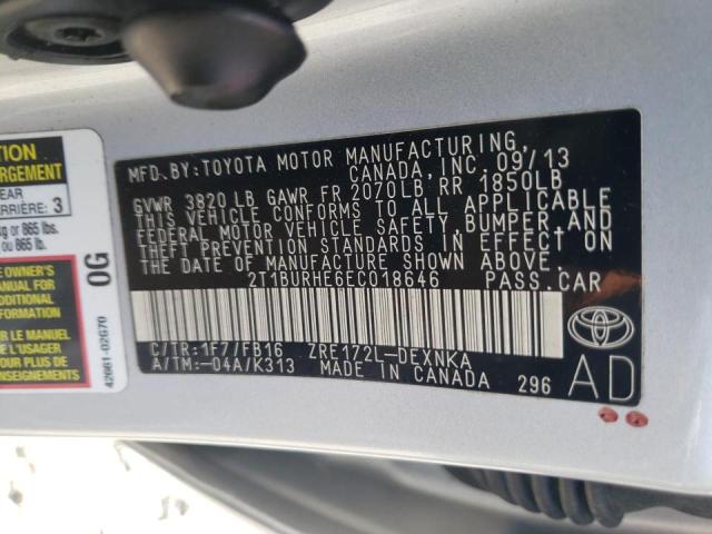 2T1BURHE6EC018646 Toyota Corolla L 2014. Фото: 9