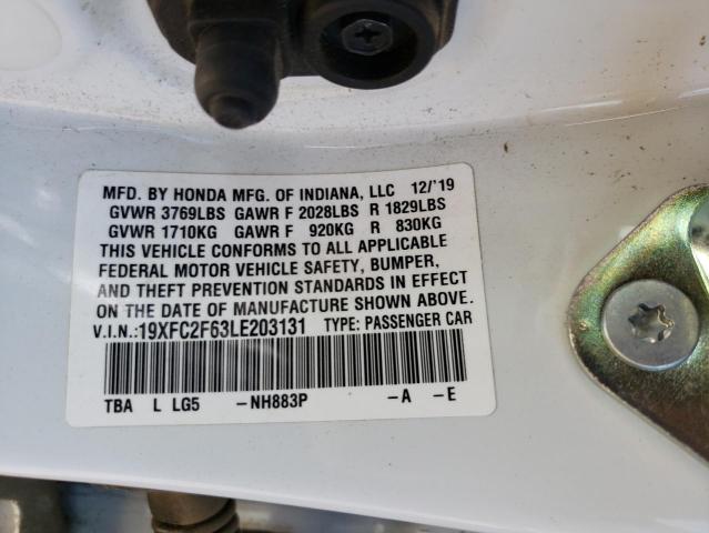 19XFC2F63LE203131 Honda Civic Lx 2020. Фото: 9