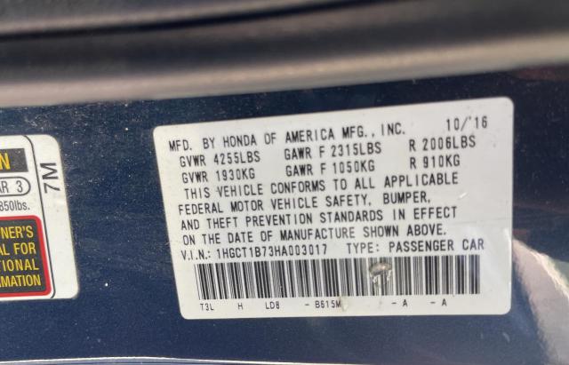 1HGCT1B73HA003017 Honda Accord Ex 2017. Фото: 9