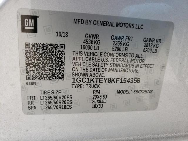 2019 CHEVROLET K2500 SILV 1GC1KTEY8KF154356