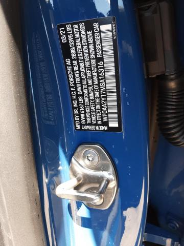 2021 PORSCHE TAYCAN WP0AA2Y17MSA16316