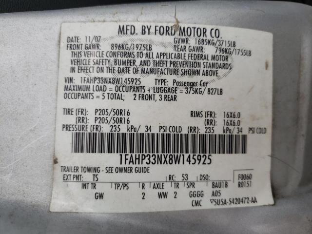 1FAHP33NX8W145925 Ford Focus Se 2008. Фото: 9