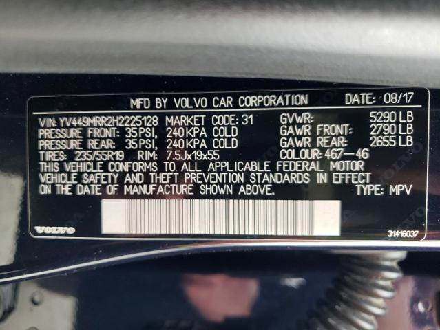 2017 VOLVO XC60 T6 DY YV449MRR2H2225128