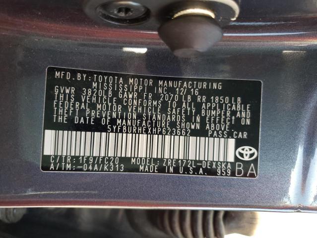 2017 TOYOTA CORROLLA S 5YFBURHEXHP623662