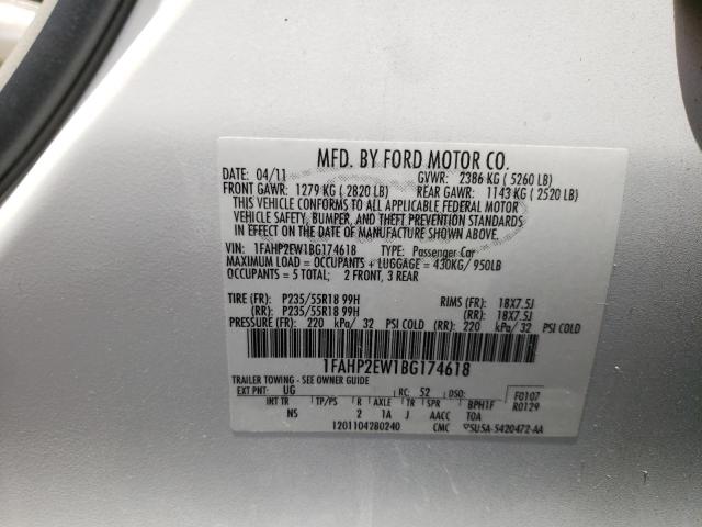 2011 Ford Taurus Sel VIN: 1FAHP2EW1BG174618 Lot: 45299672