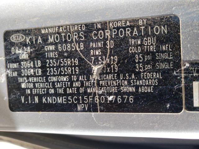 2015 KIA SEDONA SXL KNDME5C15F6017676