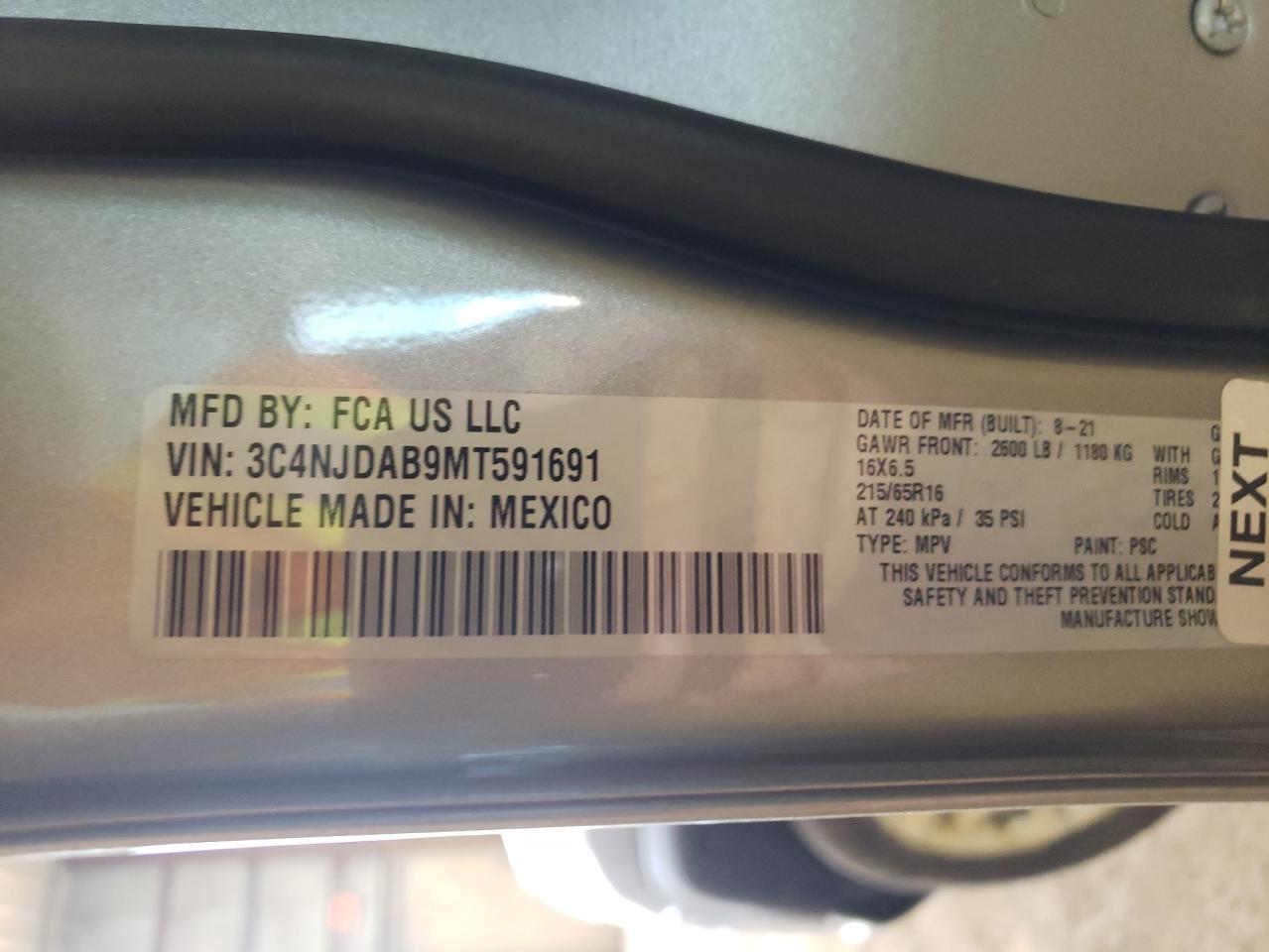 3C4NJDAB9MT591691 JEEP COMPASS 2021