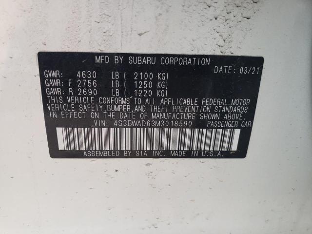2021 SUBARU LEGACY PRE 4S3BWAD63M3018590