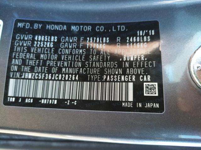 2018 HONDA CLARITY TO JHMZC5F36JC020264